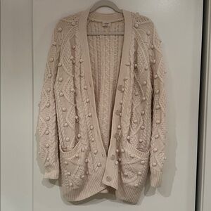 Wilfred Cream Textured Knit Cardigan Swiss Alps Pom Pom